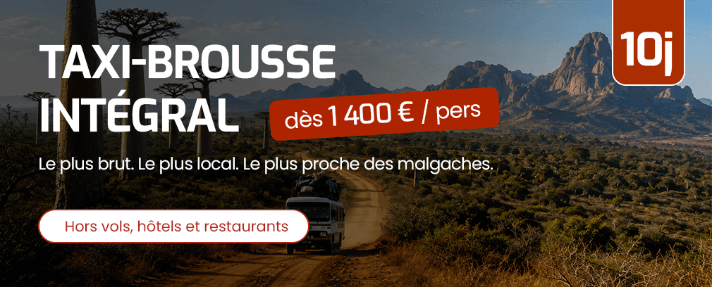 10 jours en taxi-brousse intégral, le plus brut, le plus local, dès 1 400 € par personne (hors vols, hôtels et restaurants)