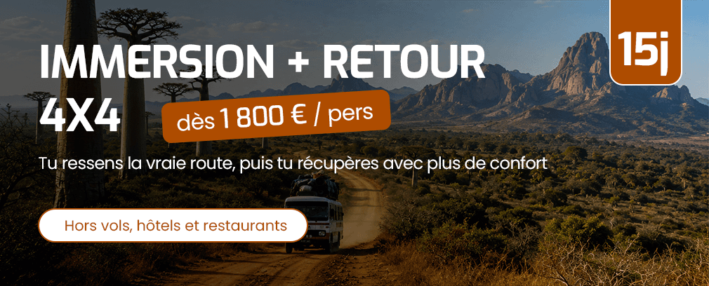 15 jours en immersion avec retour en 4x4 : tu ressens la vraie route puis récupères avec plus de confort, dès 1 800 € par personne (hors vols, hôtels et restaurants)
